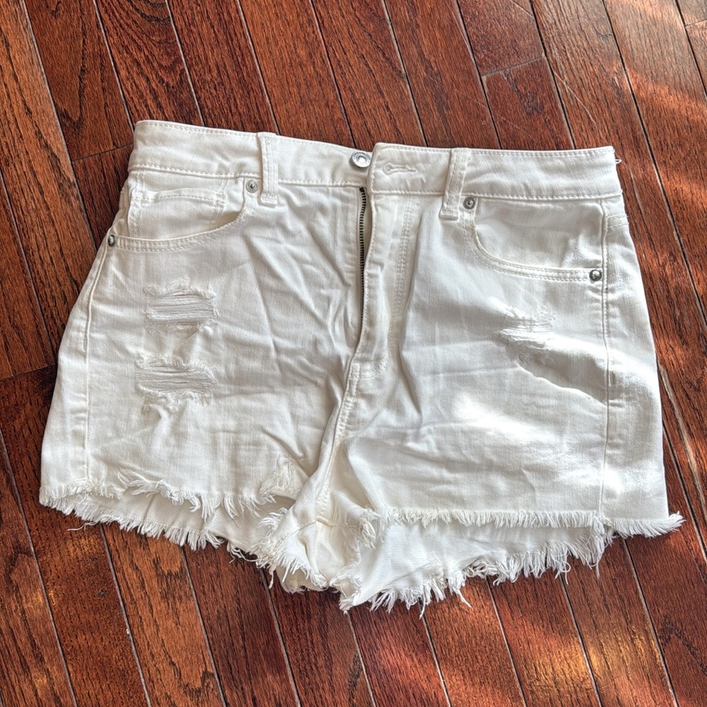 American Eagle Outfitters White Frayed Jean Shorts
